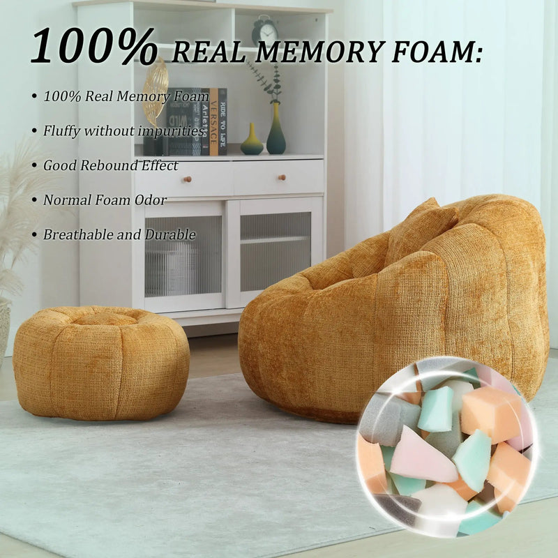 UNITED WE WIN Modern Bean Bag Chairs with Ottoman by HouseOfZazla