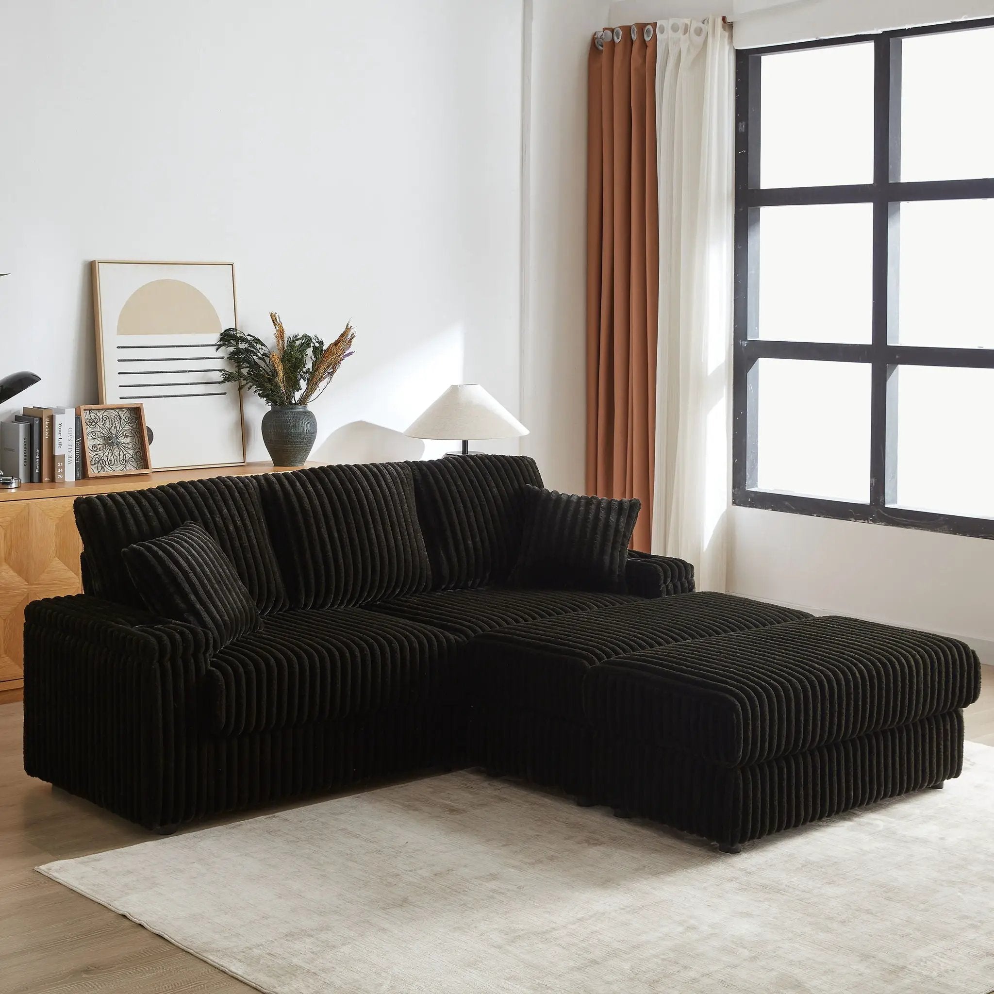 3 Seater Sofa With 2 Ottomans For Living Room by HouseOfZazla