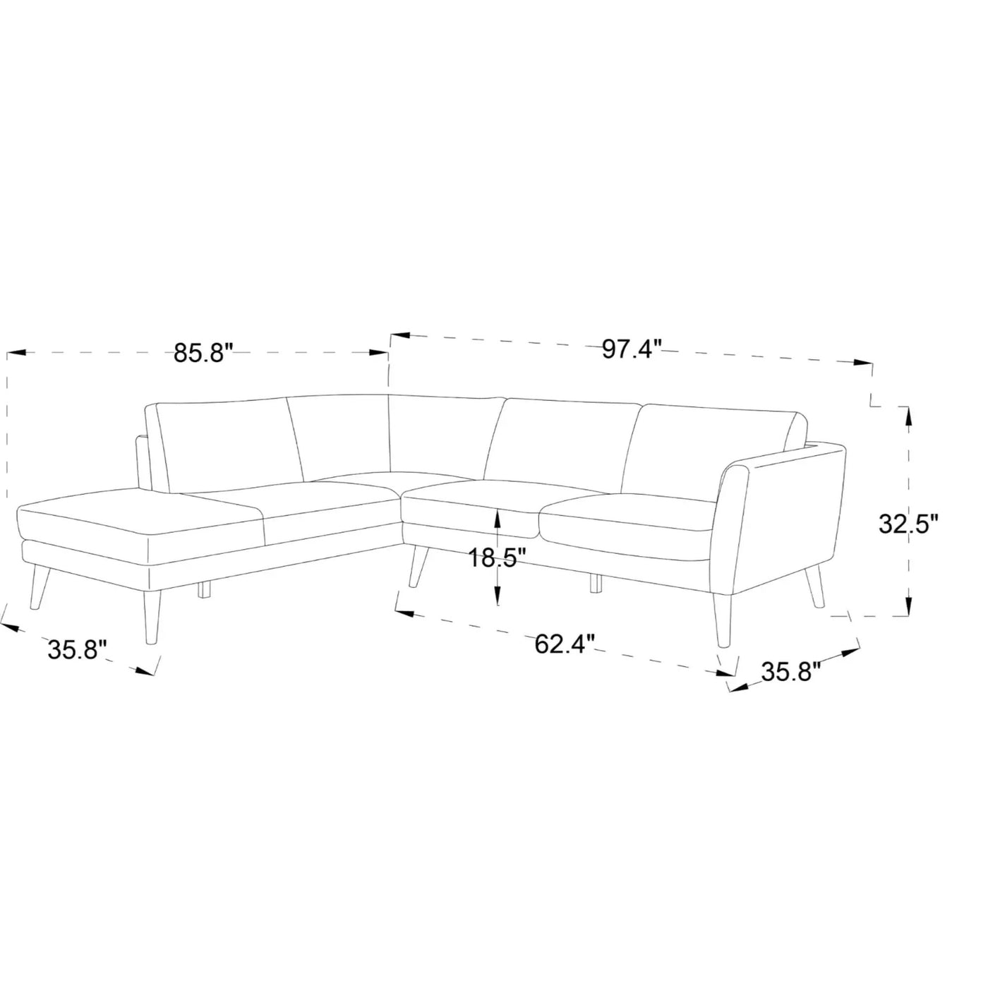 Benson - Sectional Sofa With Chaise by HouseOfZazla