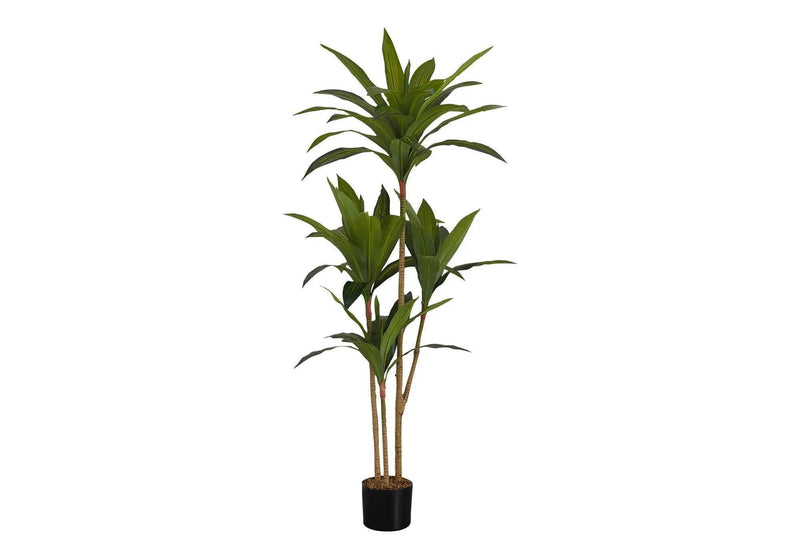 51" Tall, Artificial Plant, Dracaena Tree, Indoor, Faux, Fake, Floor, Greenery, Potted, Real Touch, Decorative - Green / Black by Unique Piece Furniture