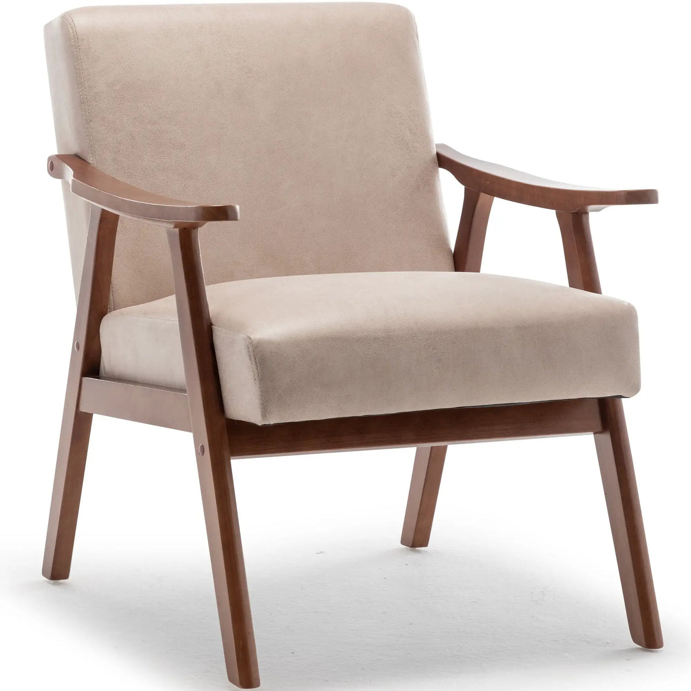 Mid Century Modern Accent Chair With Solid Wood Frame And Extra Thick Backrest by HouseOfZazla