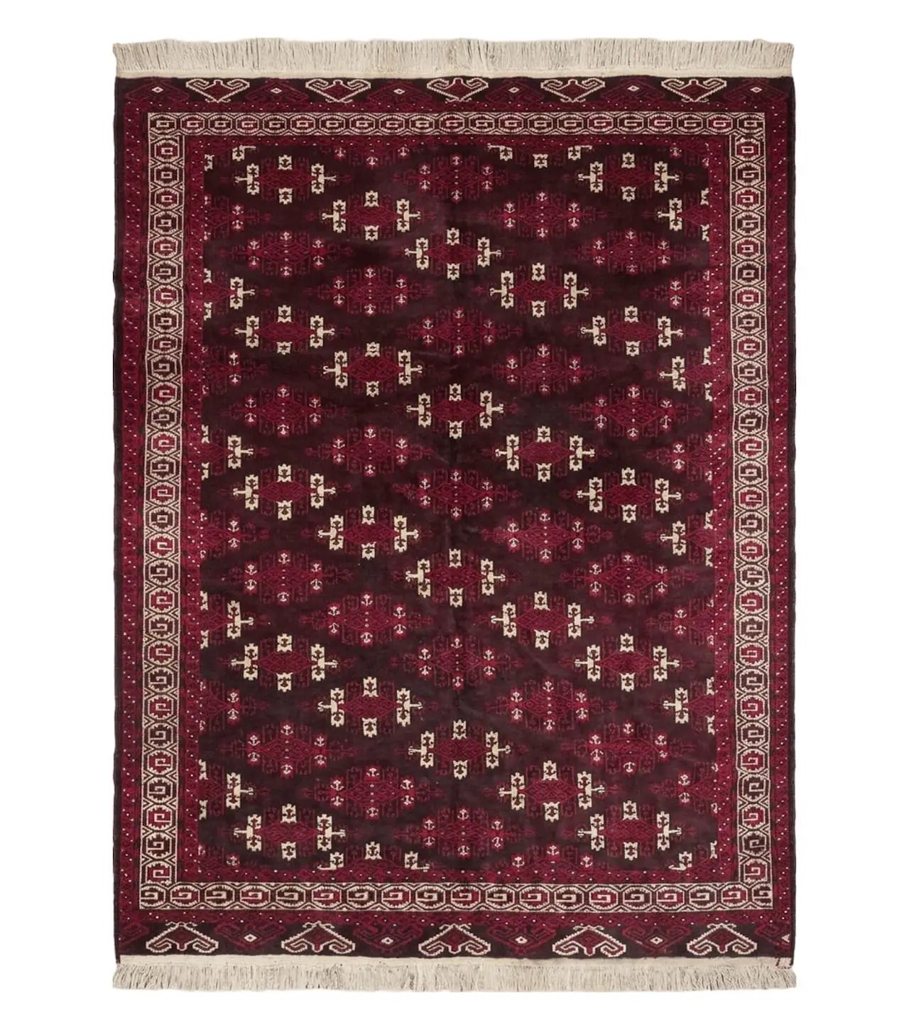 7' X 10' Antique Handmade Yamud Turkoman Wool Rug Excellent by Jewel Rugs