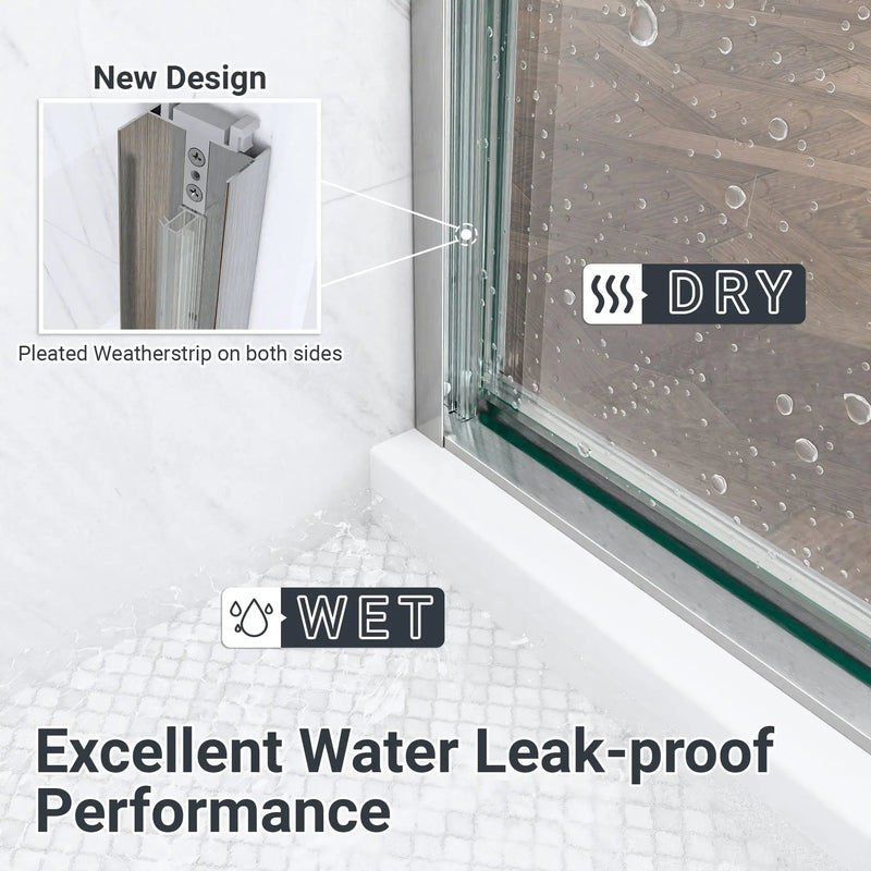 56-60"W x 60"H Semi-Frameless Double Sliding Shower Door by HouseOfZazla