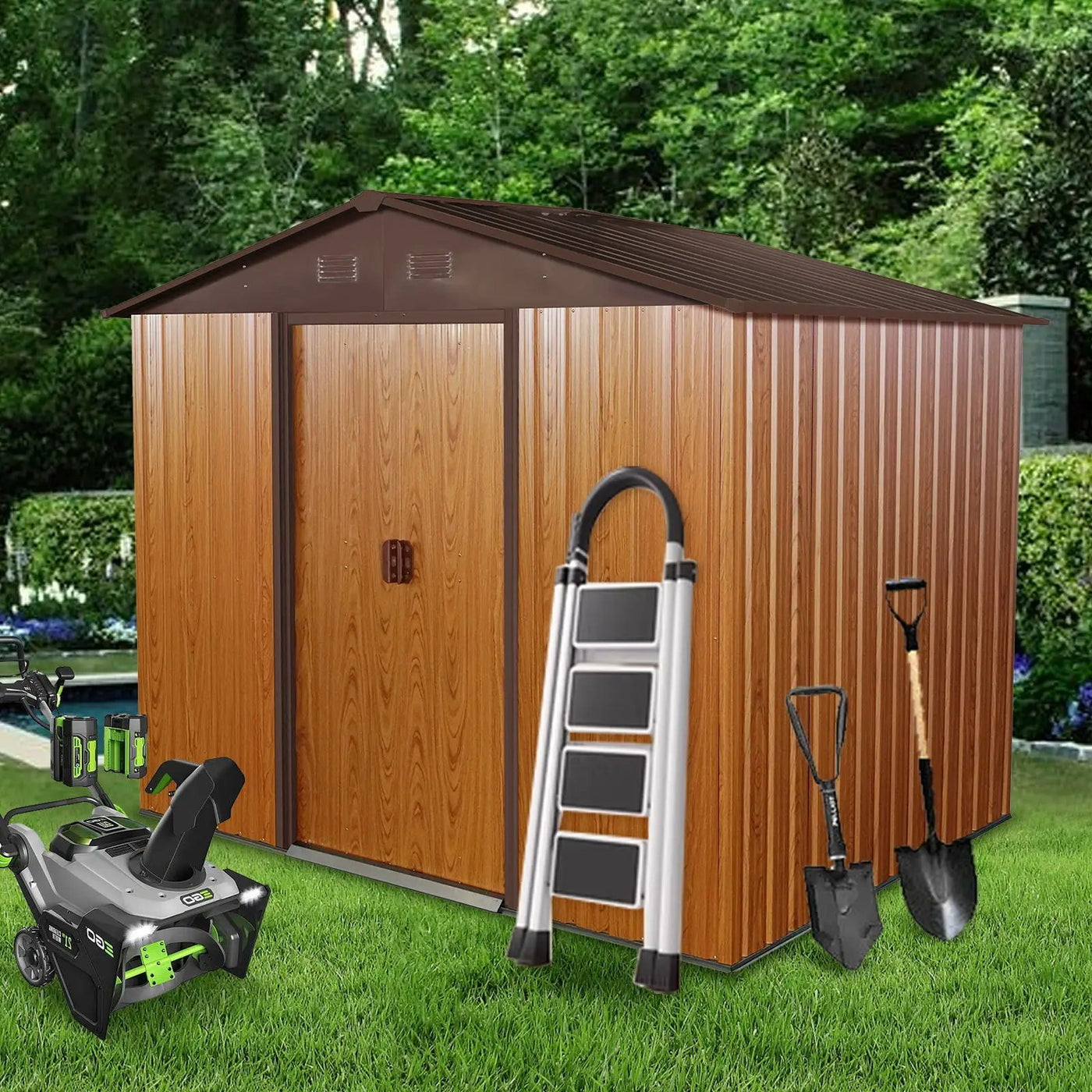 Outdoor Metal Storage Shed With Floor Base by HouseOfZazla