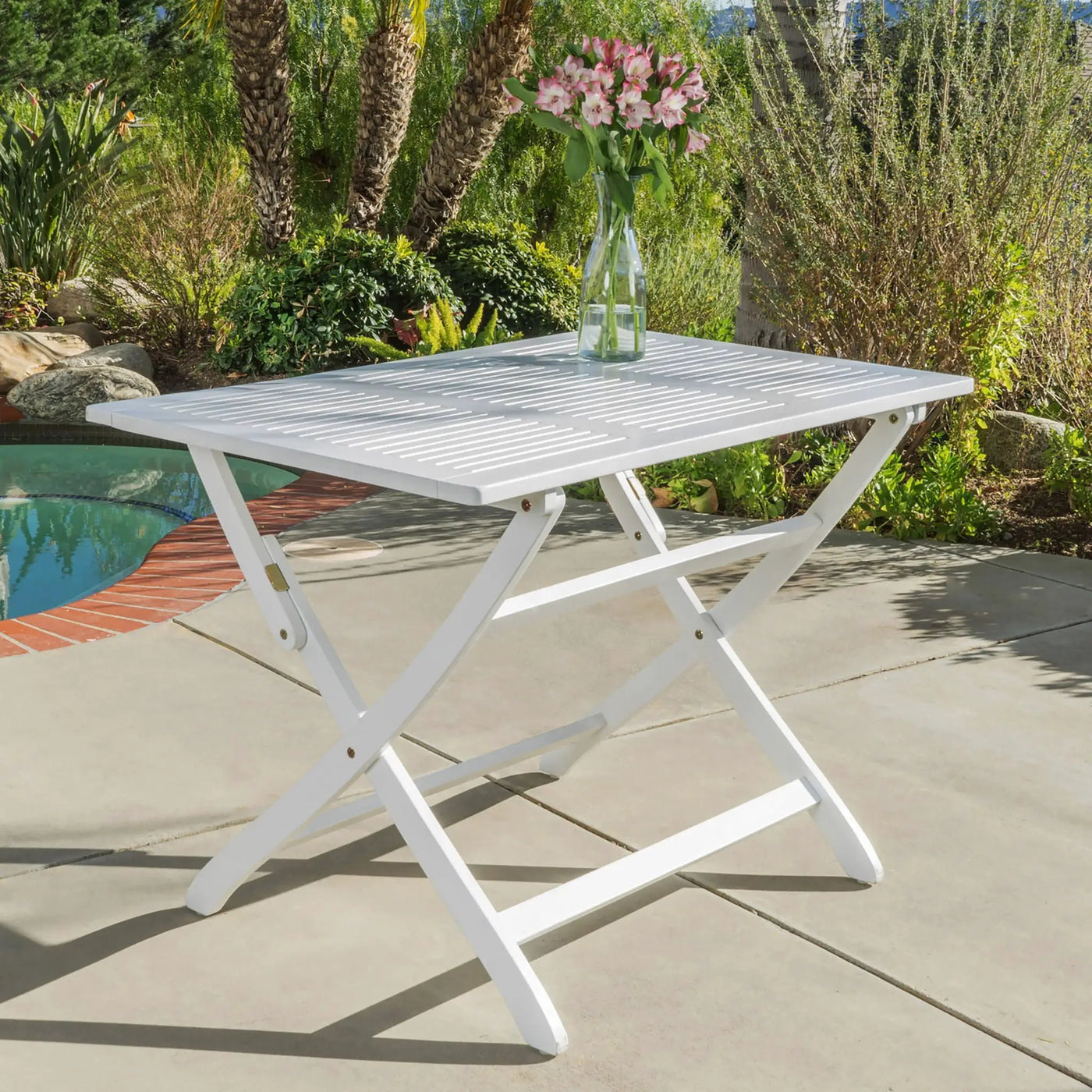 Blissique Outdoor Foldable Wood Dining Table With Slat Design by HouseOfZazla