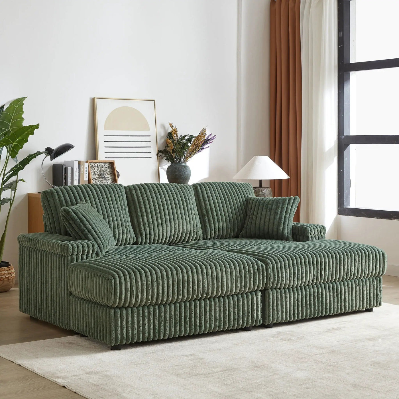 3 Seater Sofa With 2 Ottomans For Living Room by HouseOfZazla