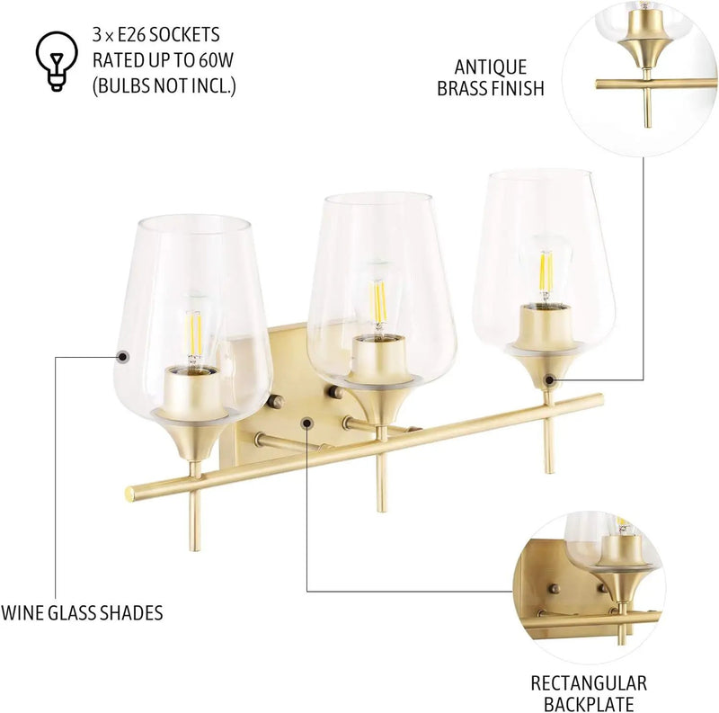 VONLUCE Bathroom Vanity Light, 3 Light Bathroom Light Fixture Over Mirror, Bathroom Wall Lamp with Clear Glass, Modern Gold Vanity Lighting fixtures by Selzalot