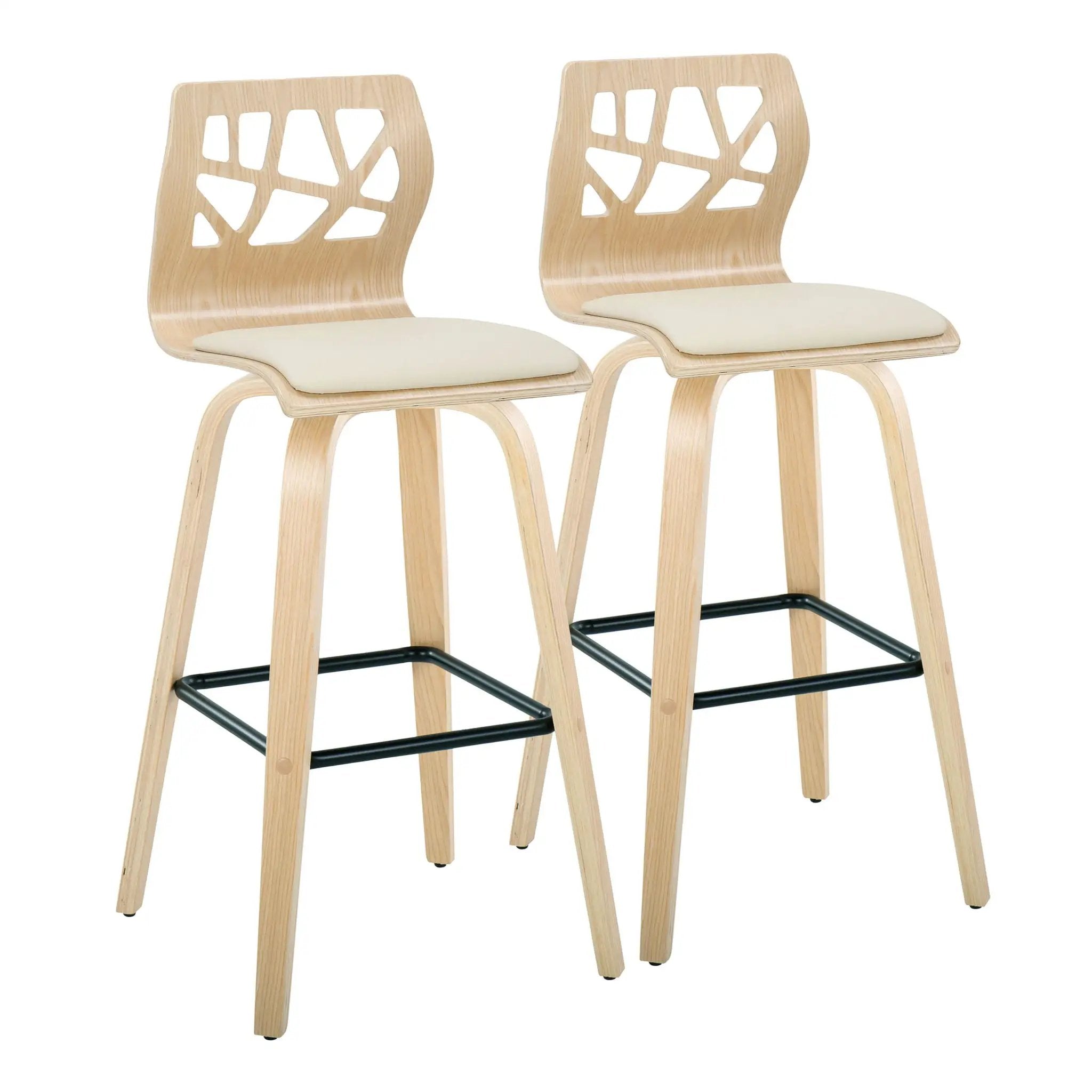 Folia - Contemporary Fixed Height Stool With Swivel With Square Footrest (Set of 2) by Unique Piece Furniture