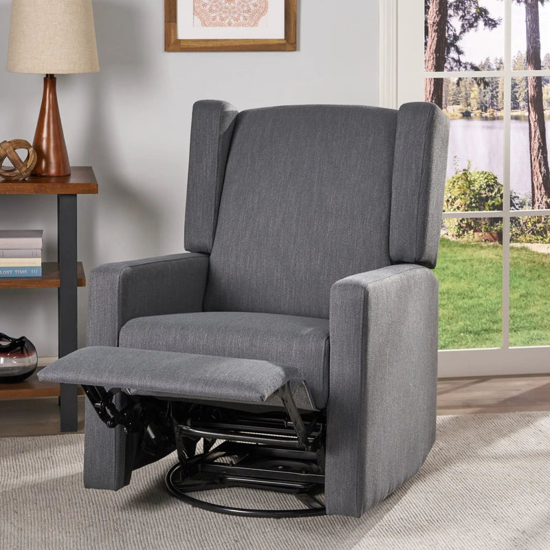 Landau Contemporary Fabric Upholstered Swivel Recliner by HouseOfZazla