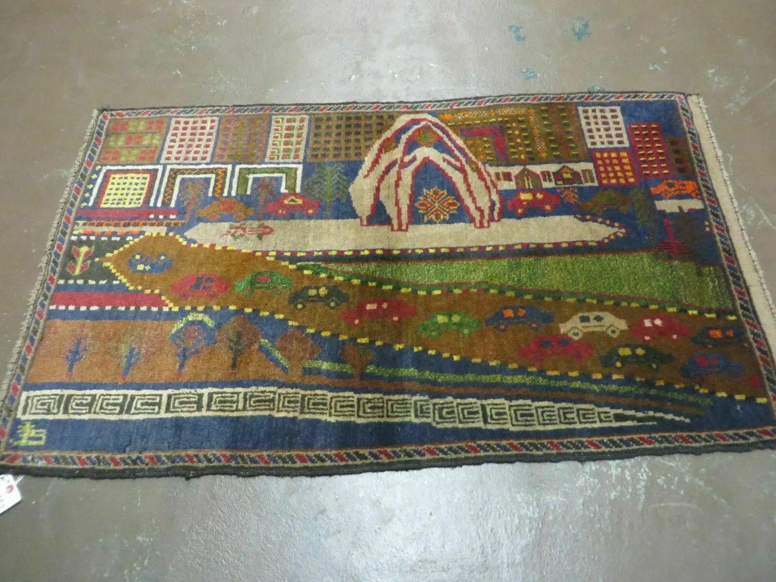 3' X 5' New Vintage Handmade Afghan Balouch Tribal Wool Pictorial Rug # 303 by Jewel Rugs