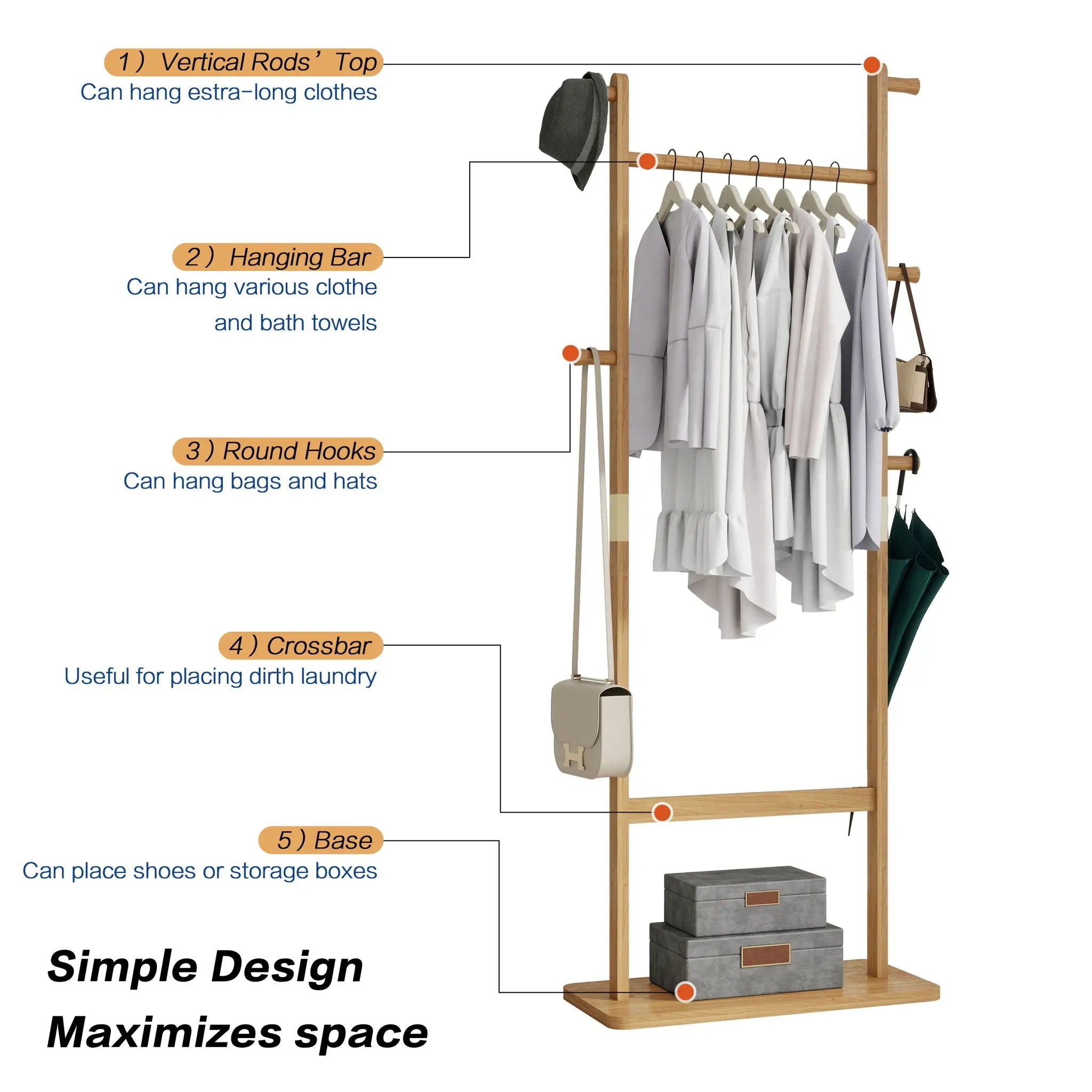 Solid Wood Simple Hat Rack by Unique Piece Furniture