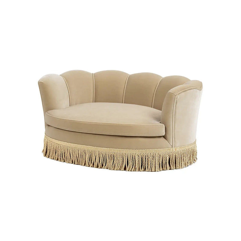 Clara 34.5" Scalloped Pet Sofa Bed, Medium, Fawn by HouseOfZazla