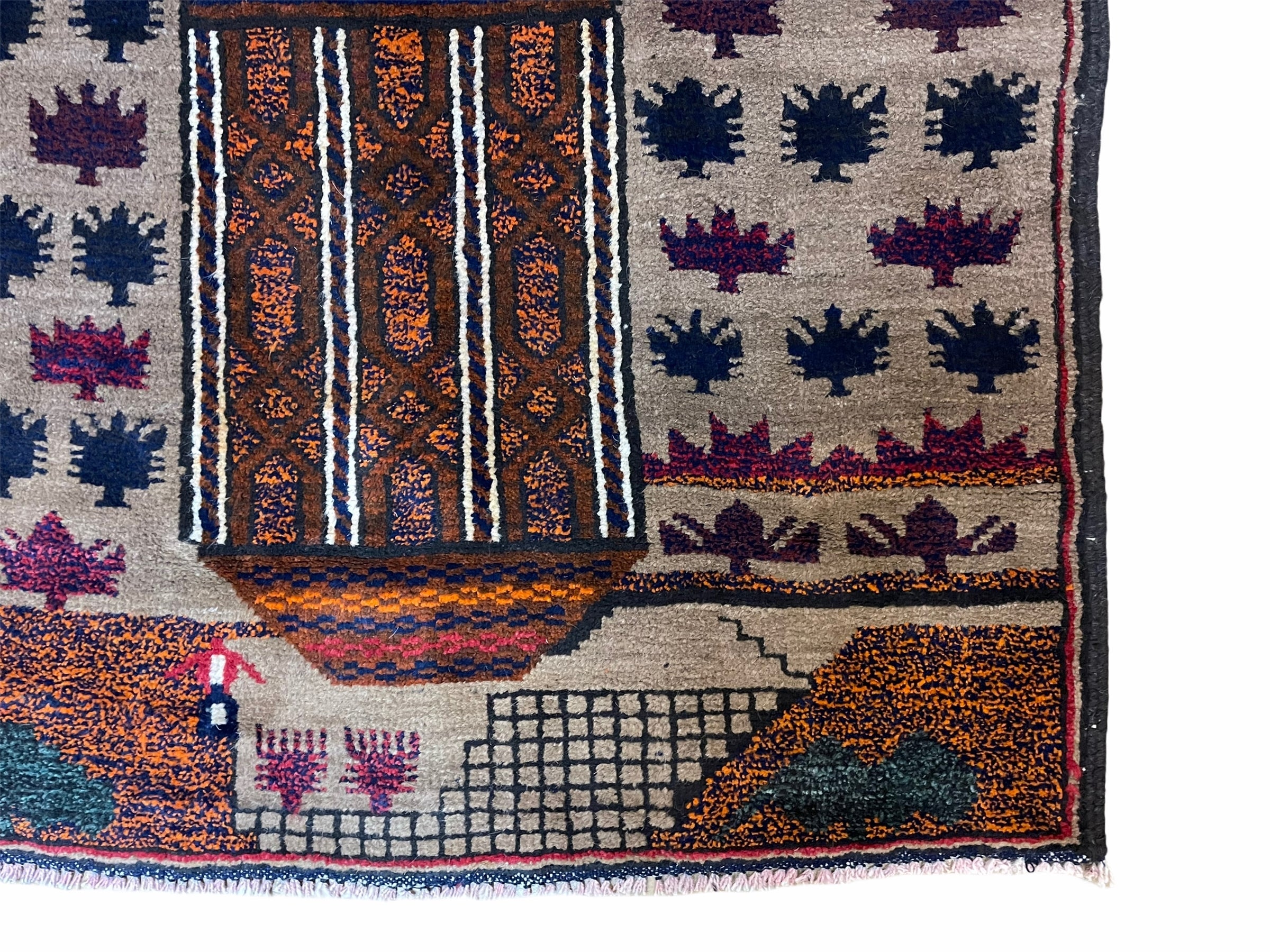 3 X 4.5 Vintage Handmade Tribal Wool Rug Baluchi Rug Afghan Rug Red Bl