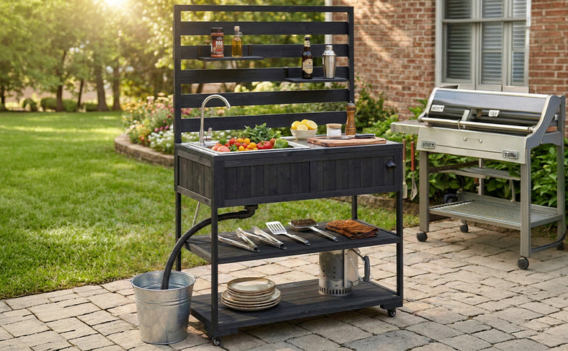 TOPMAX 41.7'' Large Patio Rolling Kitchen Island with Sink by HouseOfZazla