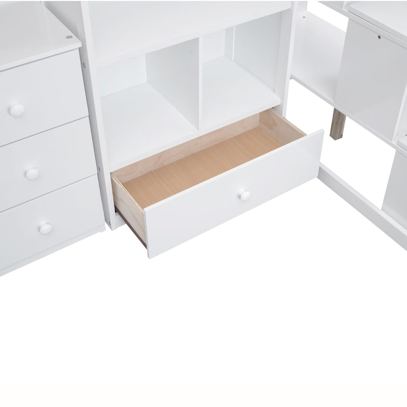 Loft Bed With L Shaped Desk, Drawers, Cabinet, And Storage Staircase by HouseOfZazla