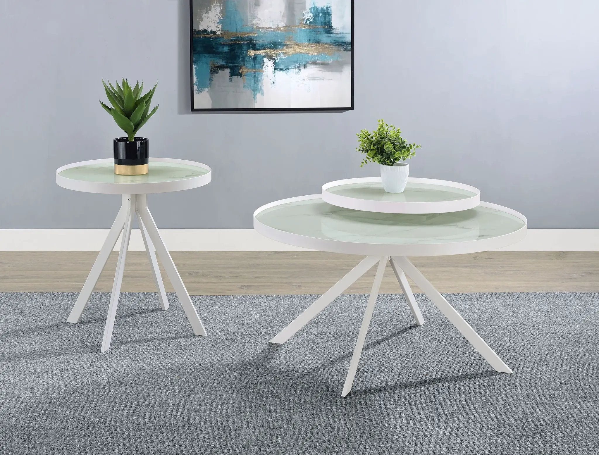 Briggs 2-piece Round Coffee and End Table Set White by Unique Piece Furniture