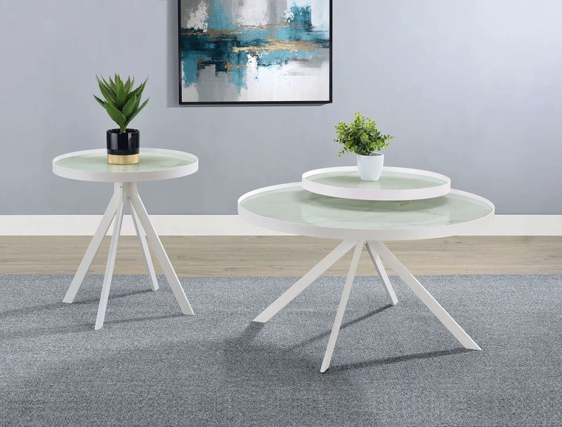 Briggs 2-piece Round Coffee and End Table Set White by Unique Piece Furniture