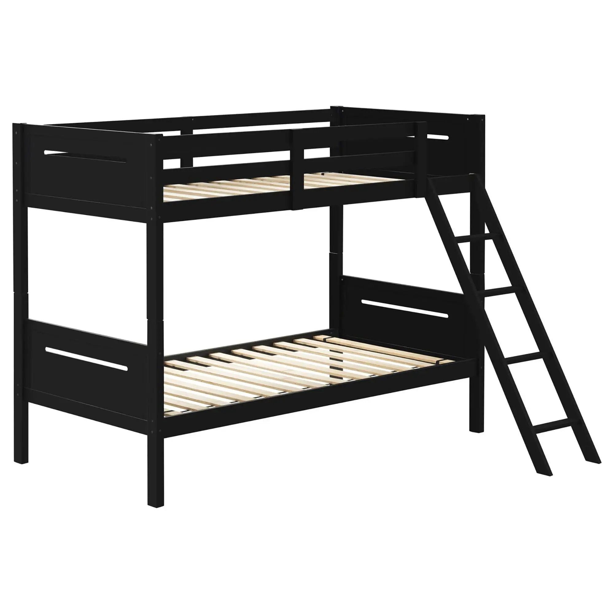 Bunk Bed With Built In Ladder, Safety Guardrails And Angled Access Step by HouseOfZazla