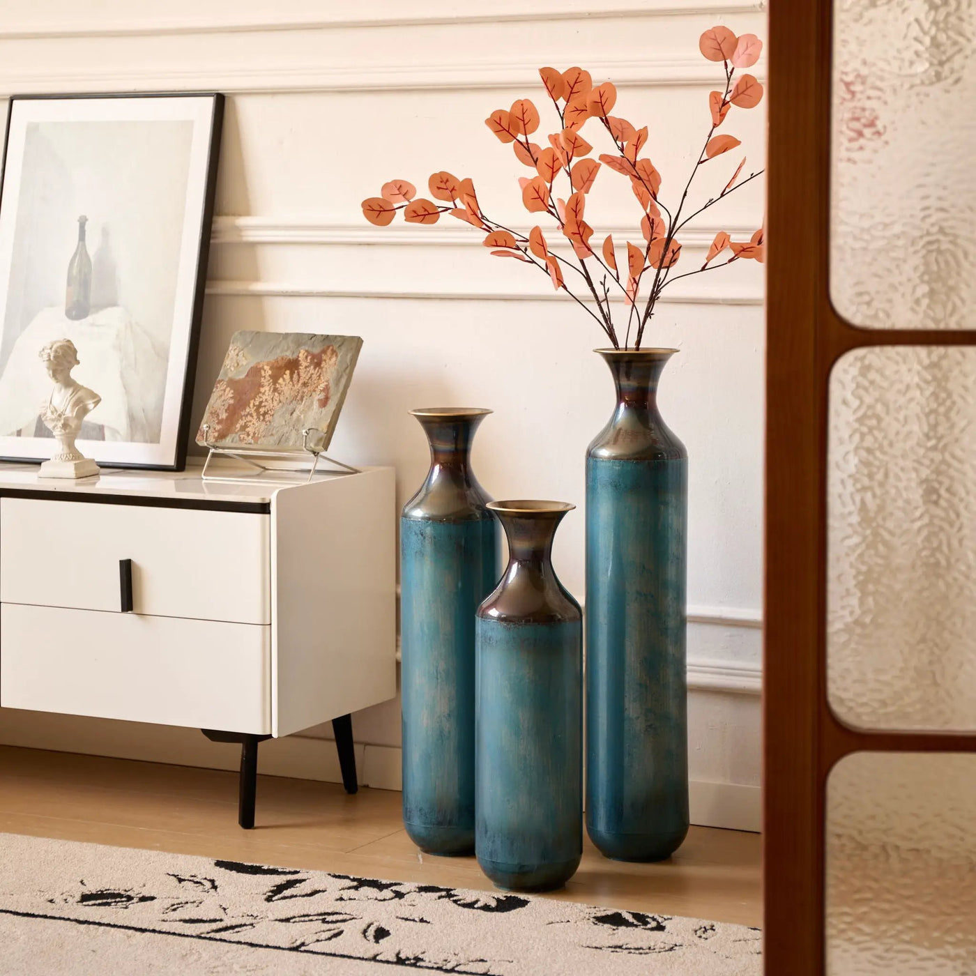 Modern Droplet Shaped Floor Vase Set, 3 Piece Home Decor by HouseOfZazla