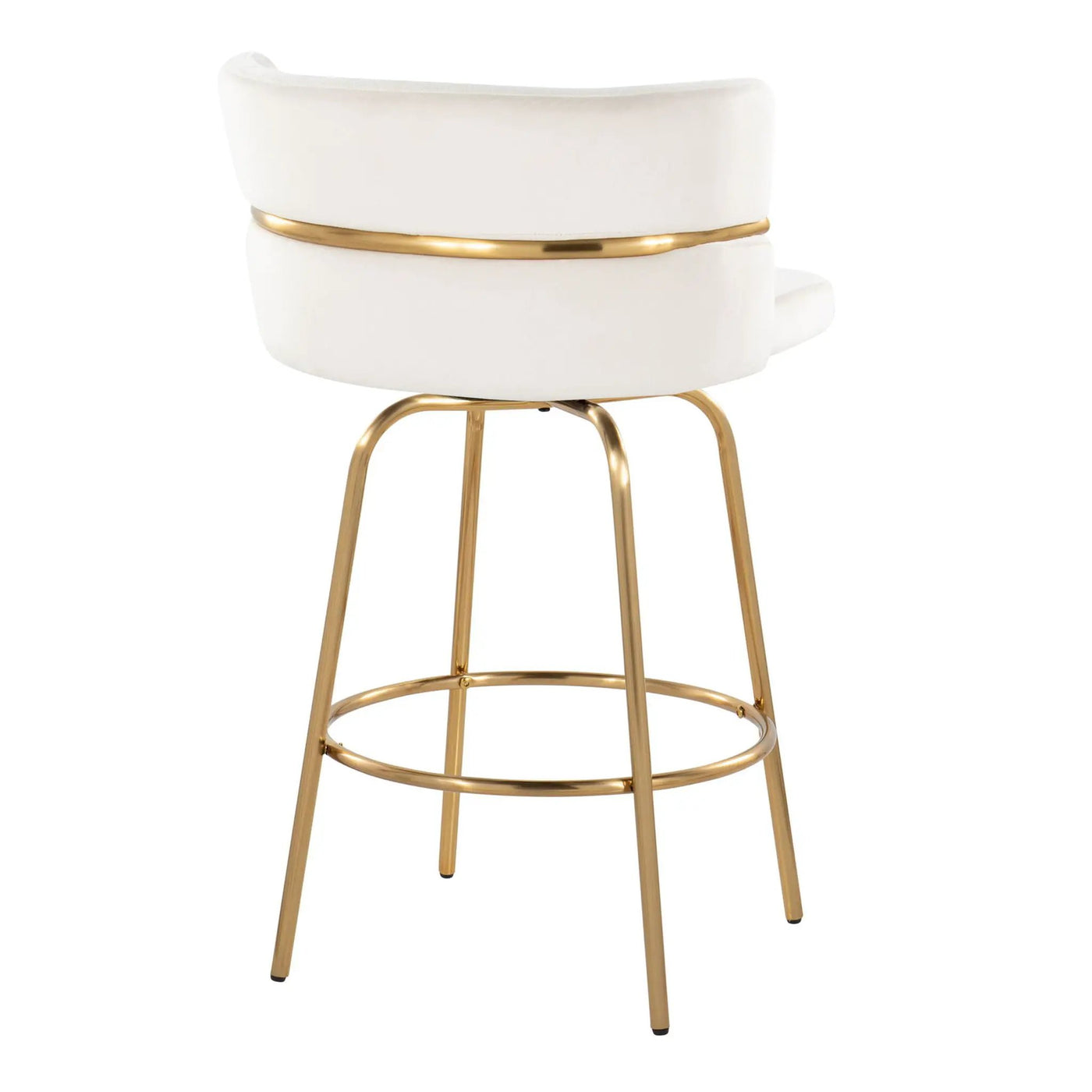 Cinch - Glam / Art Deco Fixed Height Counter Stool With Swivel With Round Footrest (Set of 2) by HouseOfZazla