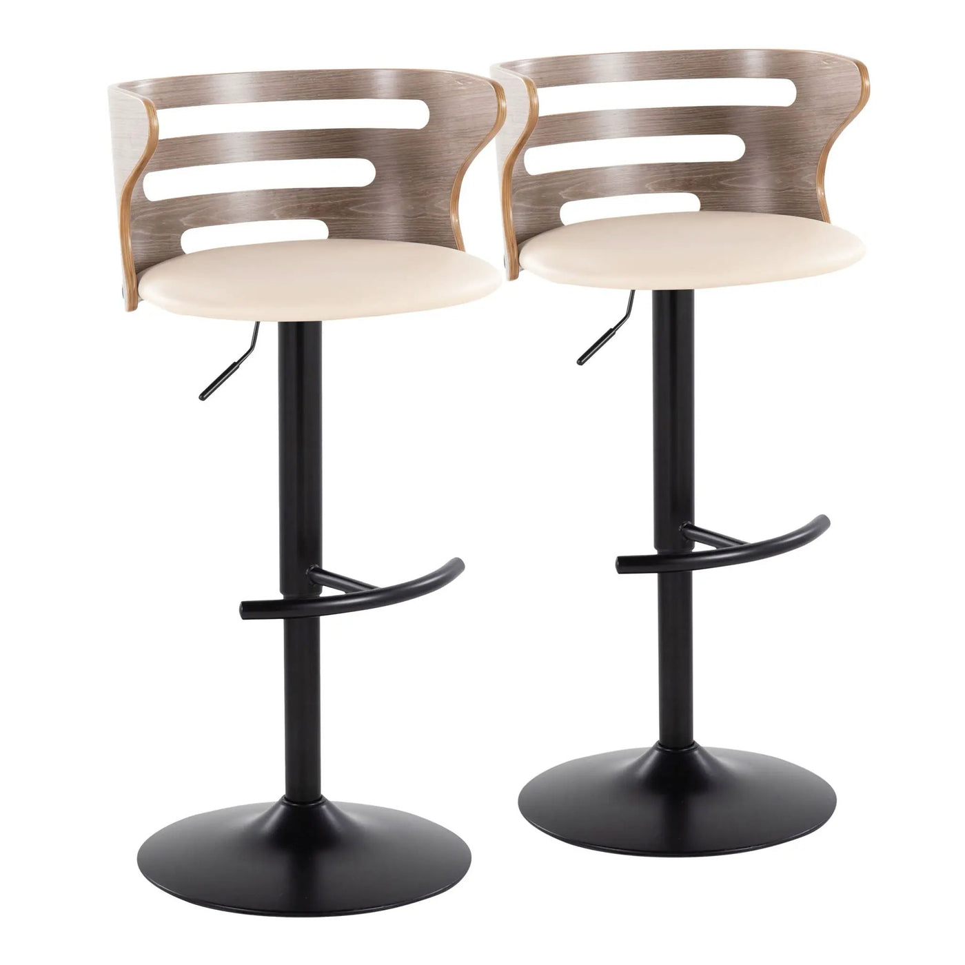 Cosi - Mid Century Modern Adjustable Barstool, Swivel With Rounded T Footrest (Set of 2) by HouseOfZazla