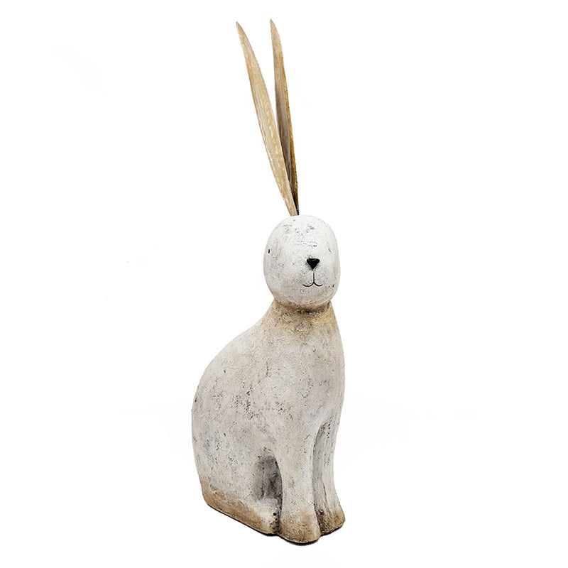 White Magnesium Rabbit Figurine with Gold Iron Ears by HouseOfZazla