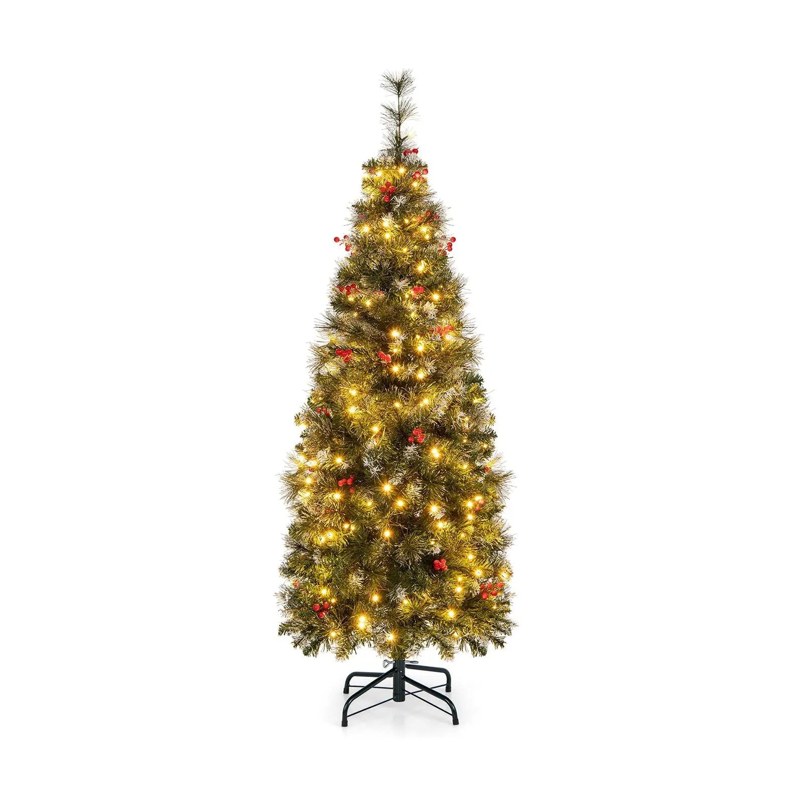 5/6/7/8/9 FT Pre-Lit Artificial Hinged Slim Pencil Christmas Tree by DirectDeals
