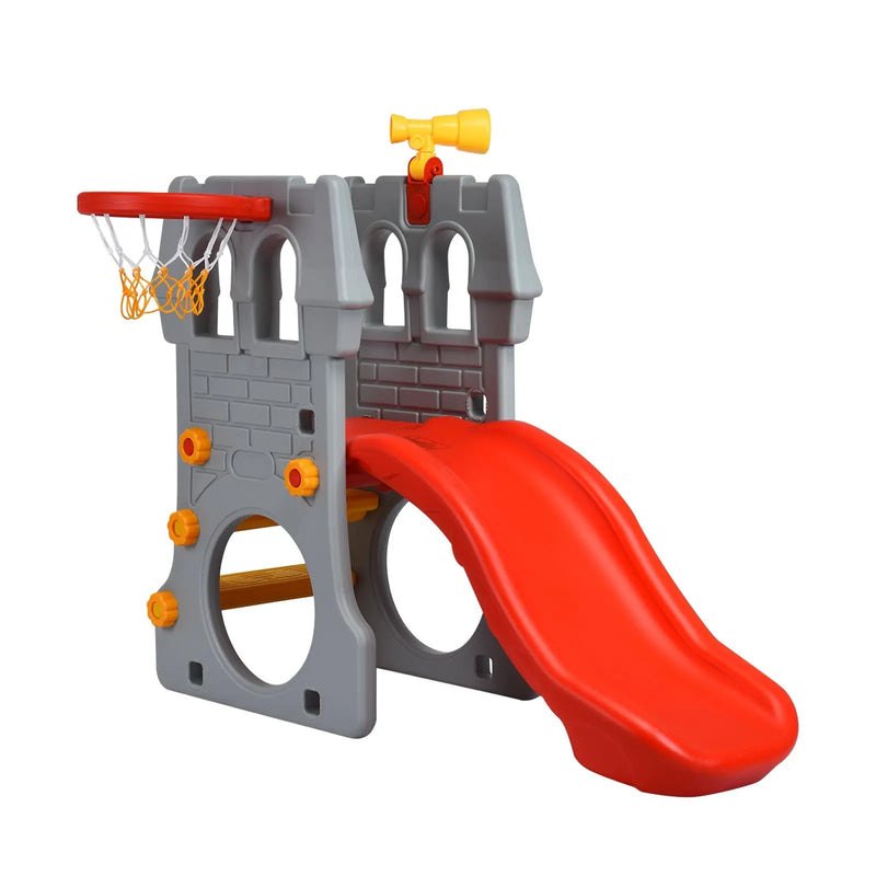 5 in 1 Toddler Climber Slide Playset with Basketball Hoop and Telescope by DirectDeals