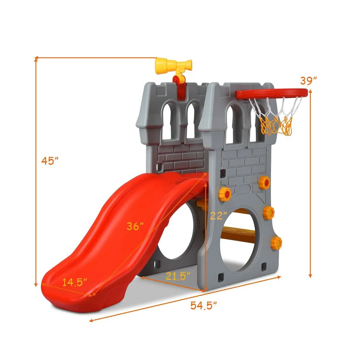 5 in 1 Toddler Climber Slide Playset with Basketball Hoop and Telescope by DirectDeals