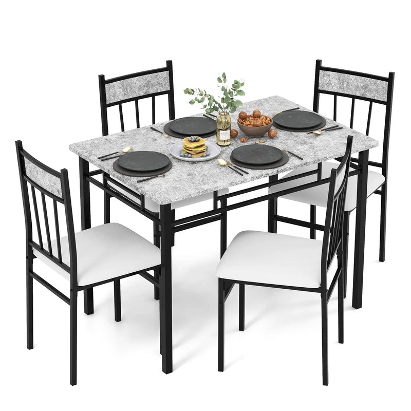 5-Piece Faux Marble Dining Set with Steel Frame by DirectDeals