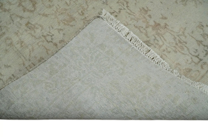 5x7 Fine Hand Knotted Beige and Brown Traditional Style Antique Wool and Silk Rug by The Rug Decor