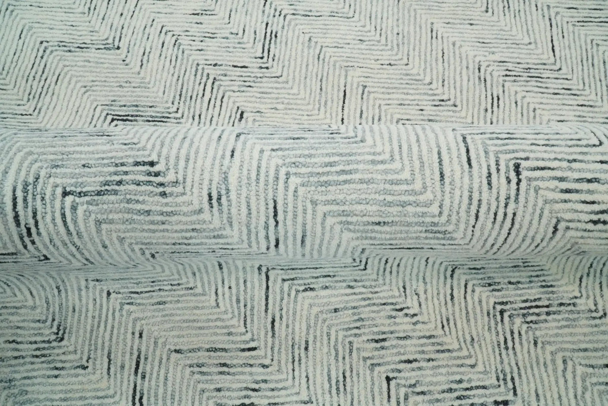 Modern Style Hand Tufted Blue and Ivory Area Rug by The Rug Decor
