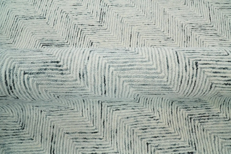 Modern Style Hand Tufted Blue and Ivory Area Rug by The Rug Decor