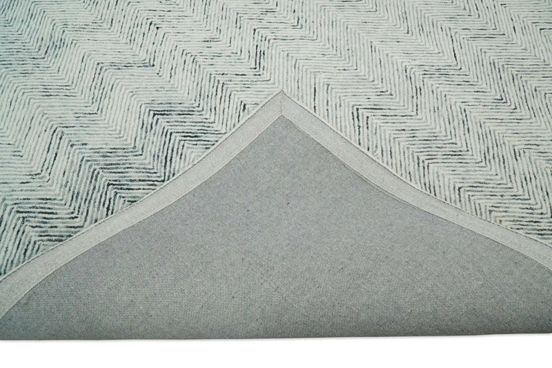 Modern Style Hand Tufted Blue and Ivory Area Rug by The Rug Decor