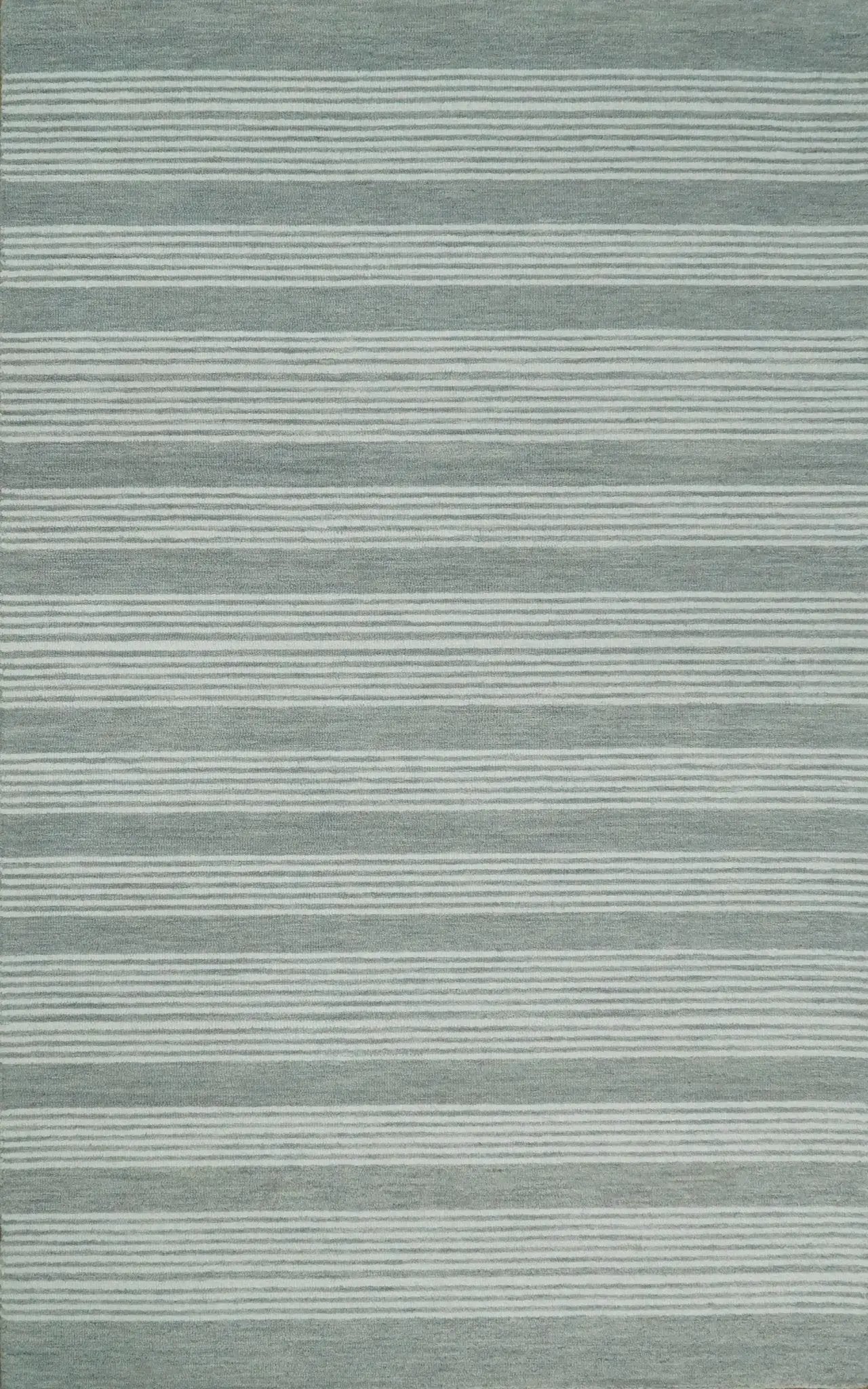 Modern Stripes Pattern Grey and Ivory Hand Tufted Wool Area Rug by The Rug Decor