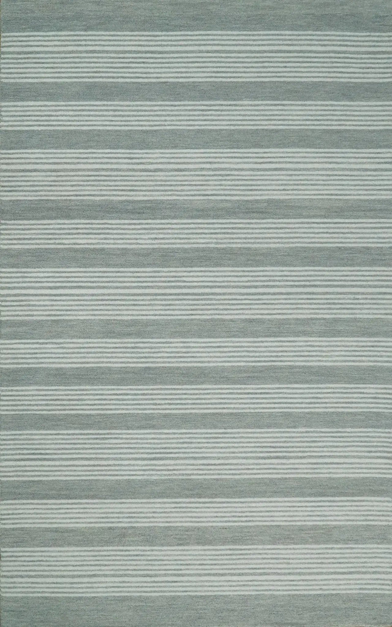 Modern Stripes Pattern Grey and Ivory Hand Tufted Wool Area Rug by The Rug Decor