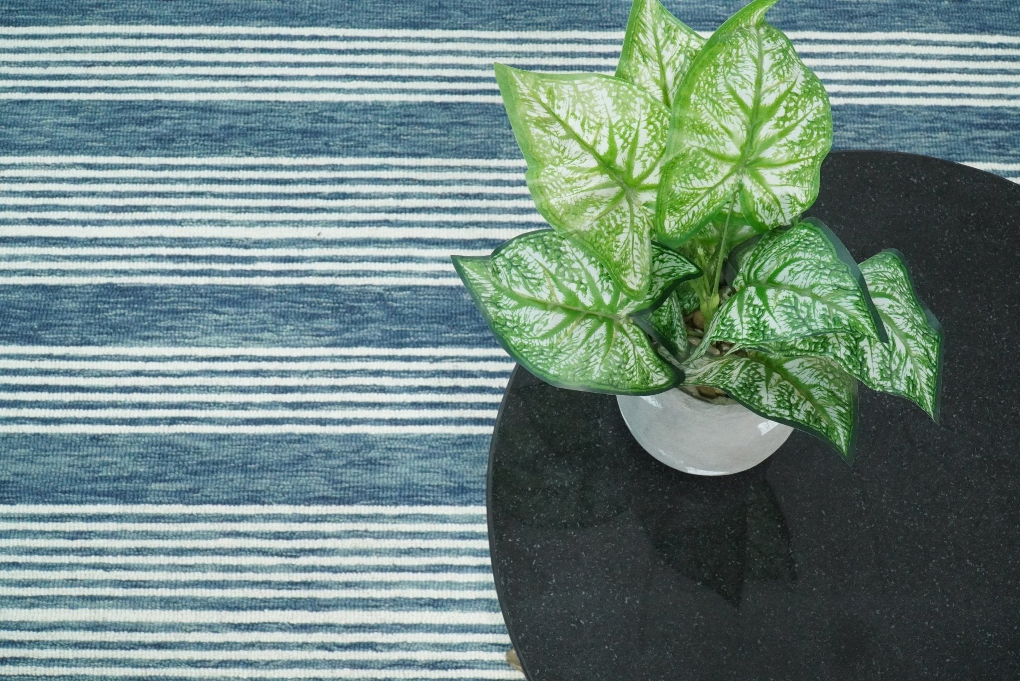 Blue Modern Stripes Pattern Hand Tufted Wool Area Rug by The Rug Decor