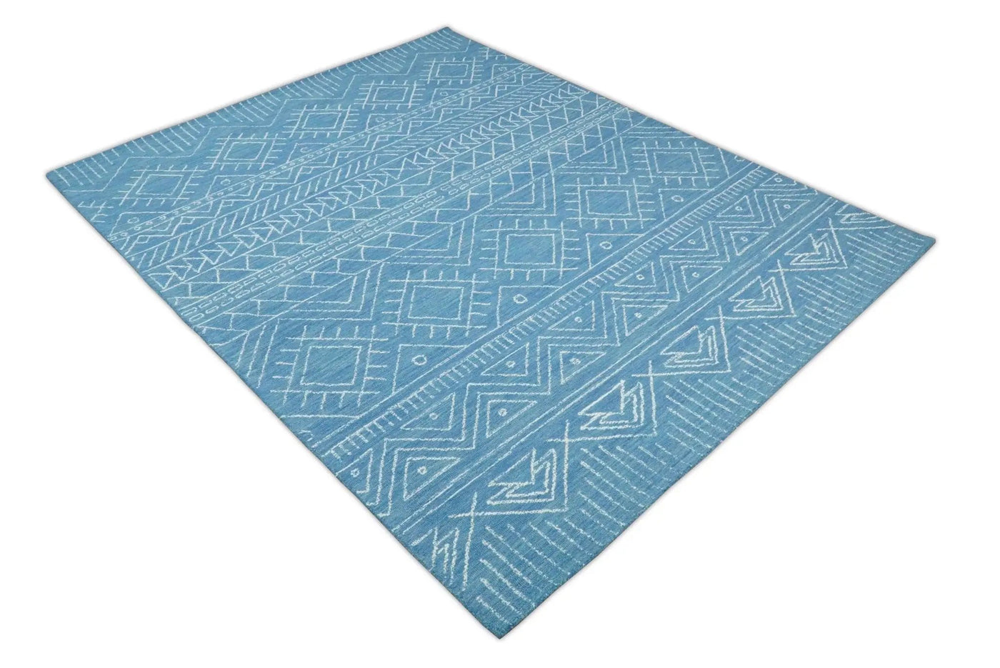 Blue Modern Contemporary Hand Tufted Wool Area Rug by The Rug Decor