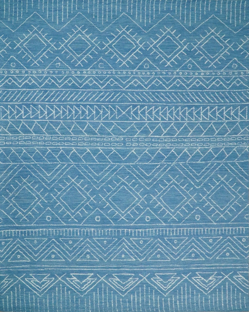 Blue Modern Contemporary Hand Tufted Wool Area Rug by The Rug Decor