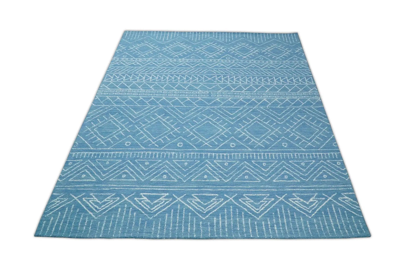Blue Modern Contemporary Hand Tufted Wool Area Rug by The Rug Decor