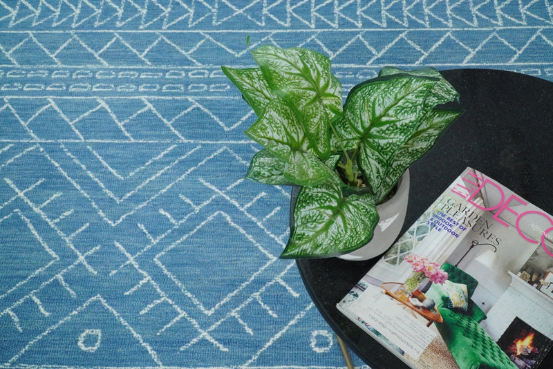 Blue Modern Contemporary Hand Tufted Wool Area Rug by The Rug Decor