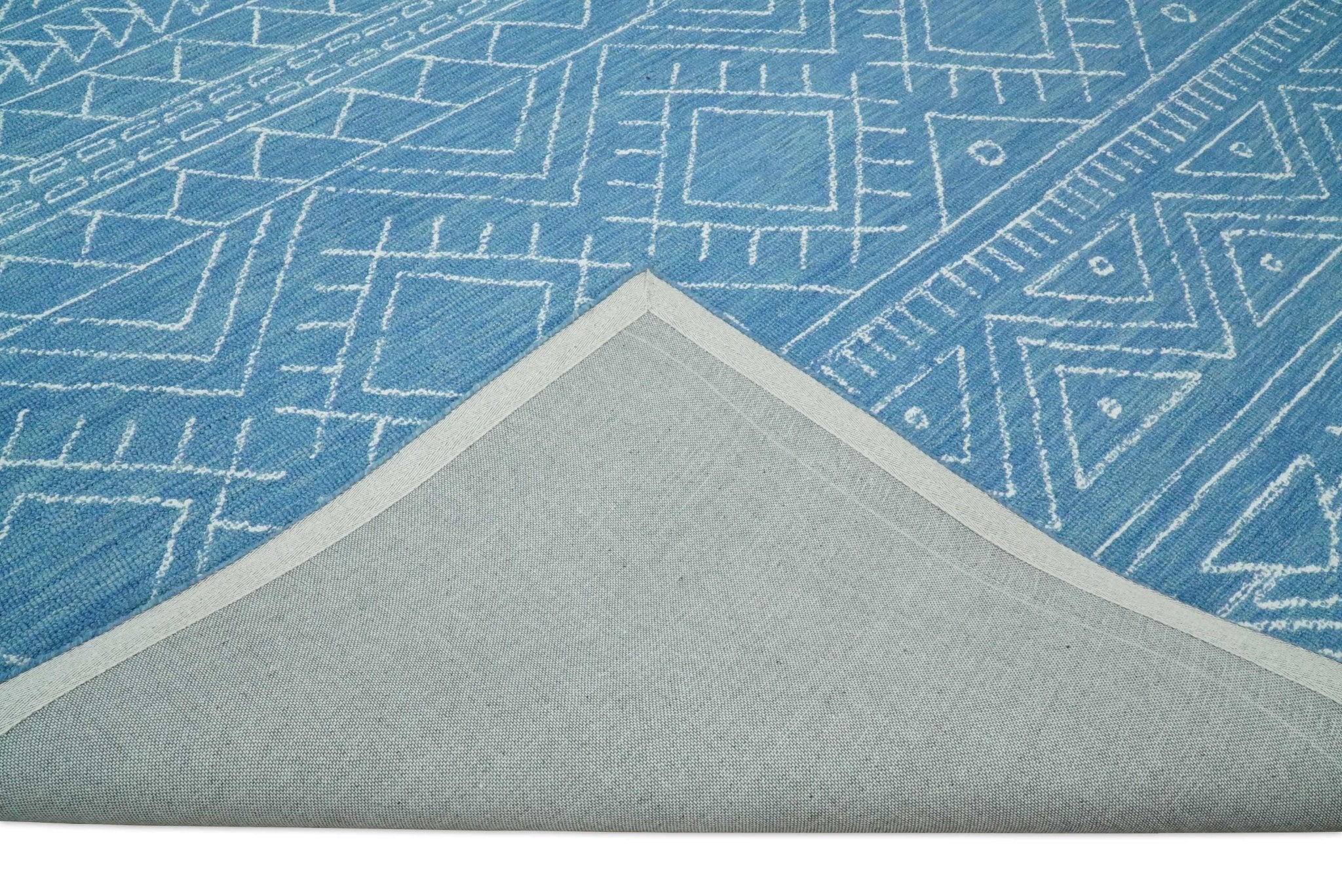 Blue Modern Contemporary Hand Tufted Wool Area Rug by The Rug Decor