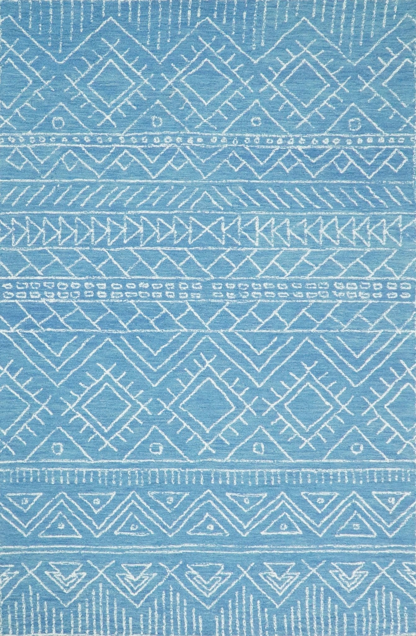 Blue Modern Contemporary Hand Tufted Wool Area Rug by The Rug Decor