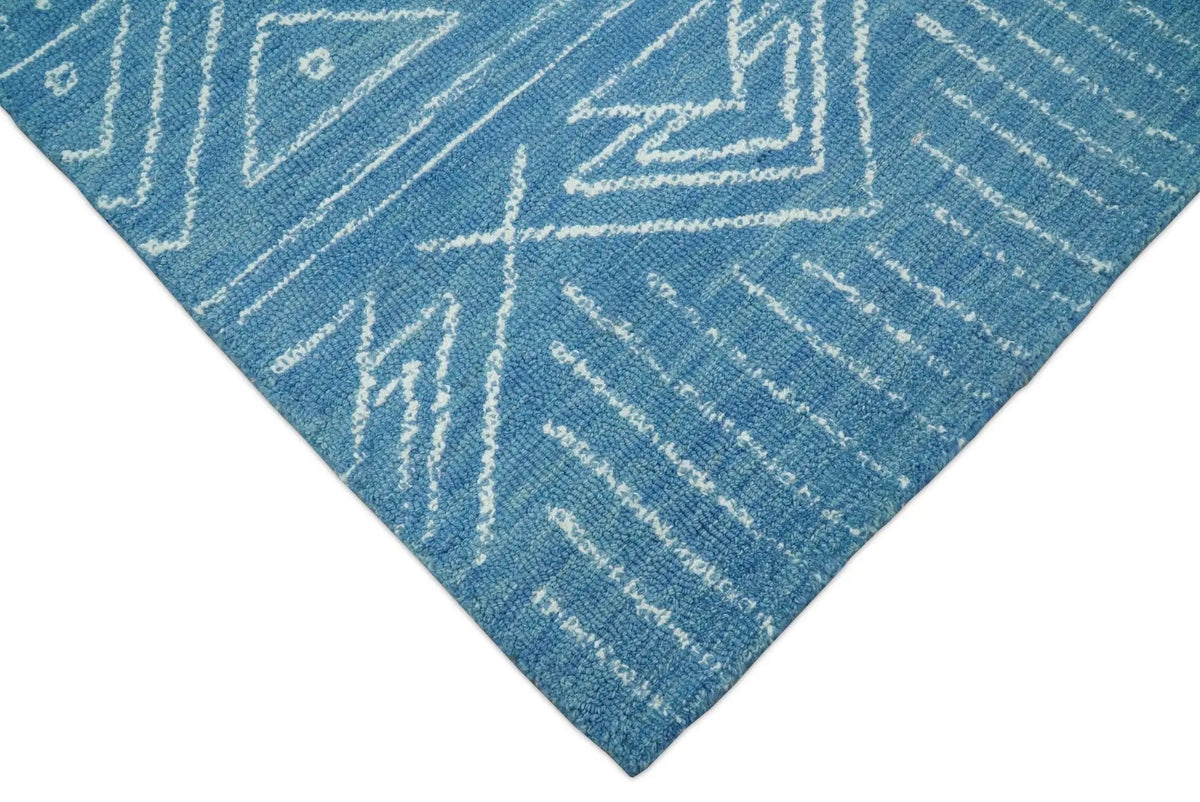 Blue Modern Contemporary Hand Tufted Wool Area Rug by The Rug Decor