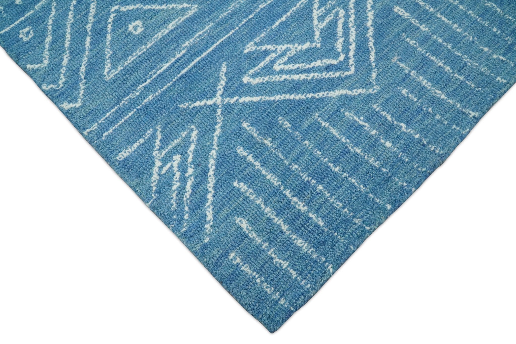 Blue Modern Contemporary Hand Tufted Wool Area Rug by The Rug Decor