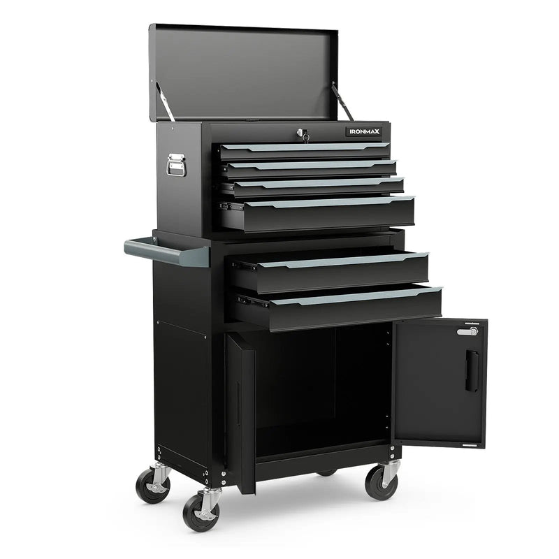 6-Drawer Rolling Tool Storage Chest Cabinet with Universal Wheels and Hooks by DirectDeals