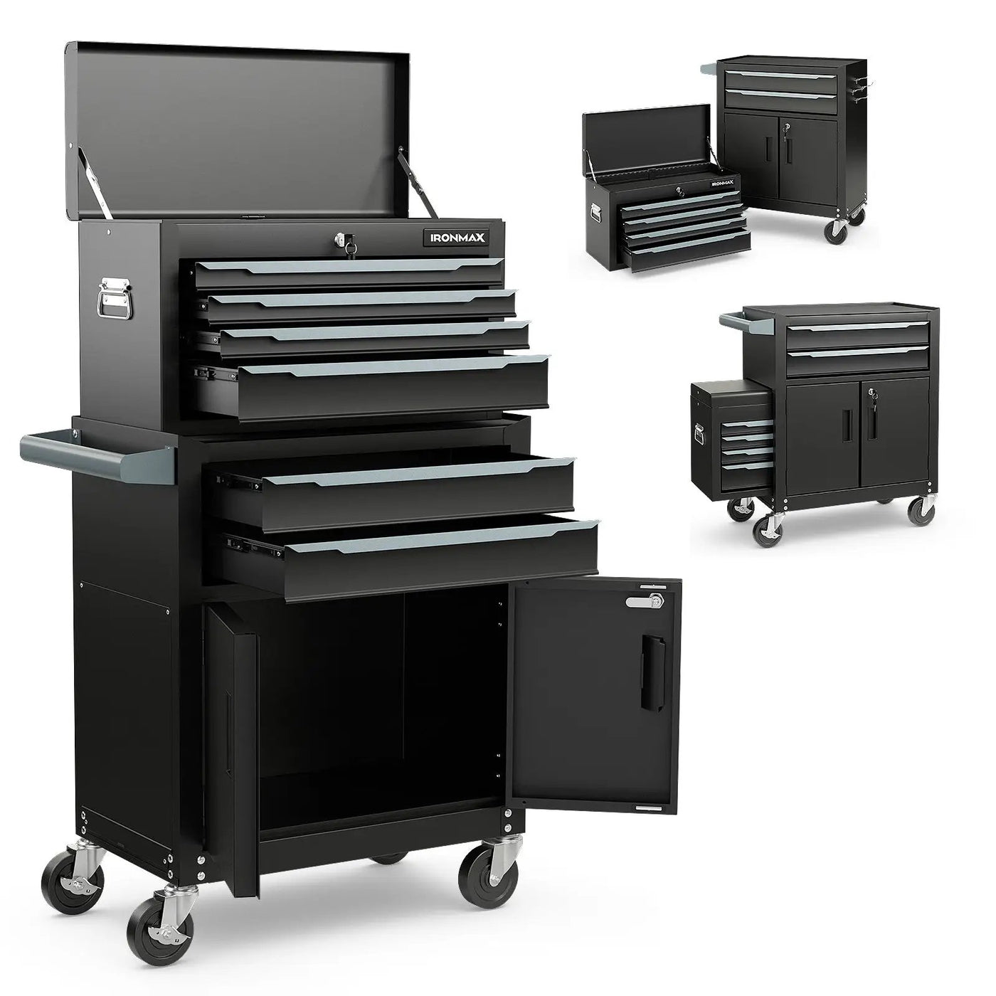 6-Drawer Rolling Tool Storage Chest Cabinet with Universal Wheels and Hooks by DirectDeals