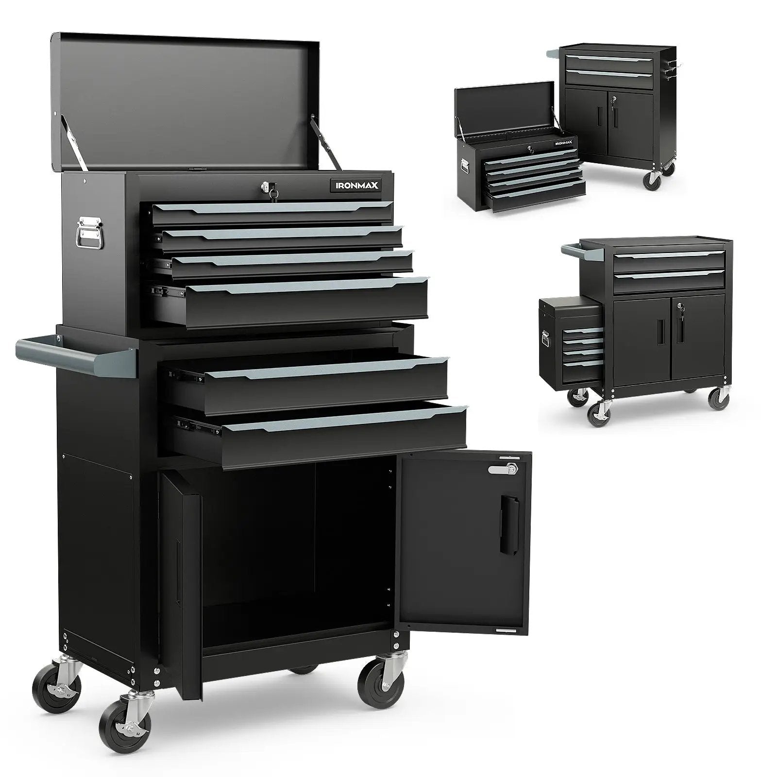 6-Drawer Rolling Tool Storage Chest Cabinet with Universal Wheels and Hooks by DirectDeals