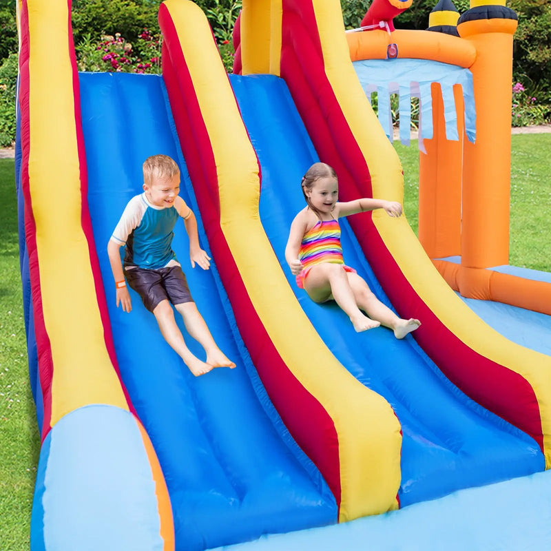 6-In-1 Inflatable Water Slide with Dual Slides and Cave Crawling Game without Blower by DirectDeals