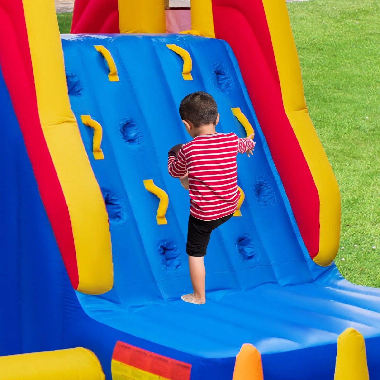 6-In-1 Inflatable Water Slide with Dual Slides and Cave Crawling Game without Blower by DirectDeals